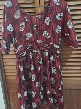 Xhilaration Red Burgundy Skull Print Women’s Dress